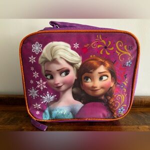 Disney Frozen Elsa Anna Lunch Bag Tote Purple Rectangular Sparkling